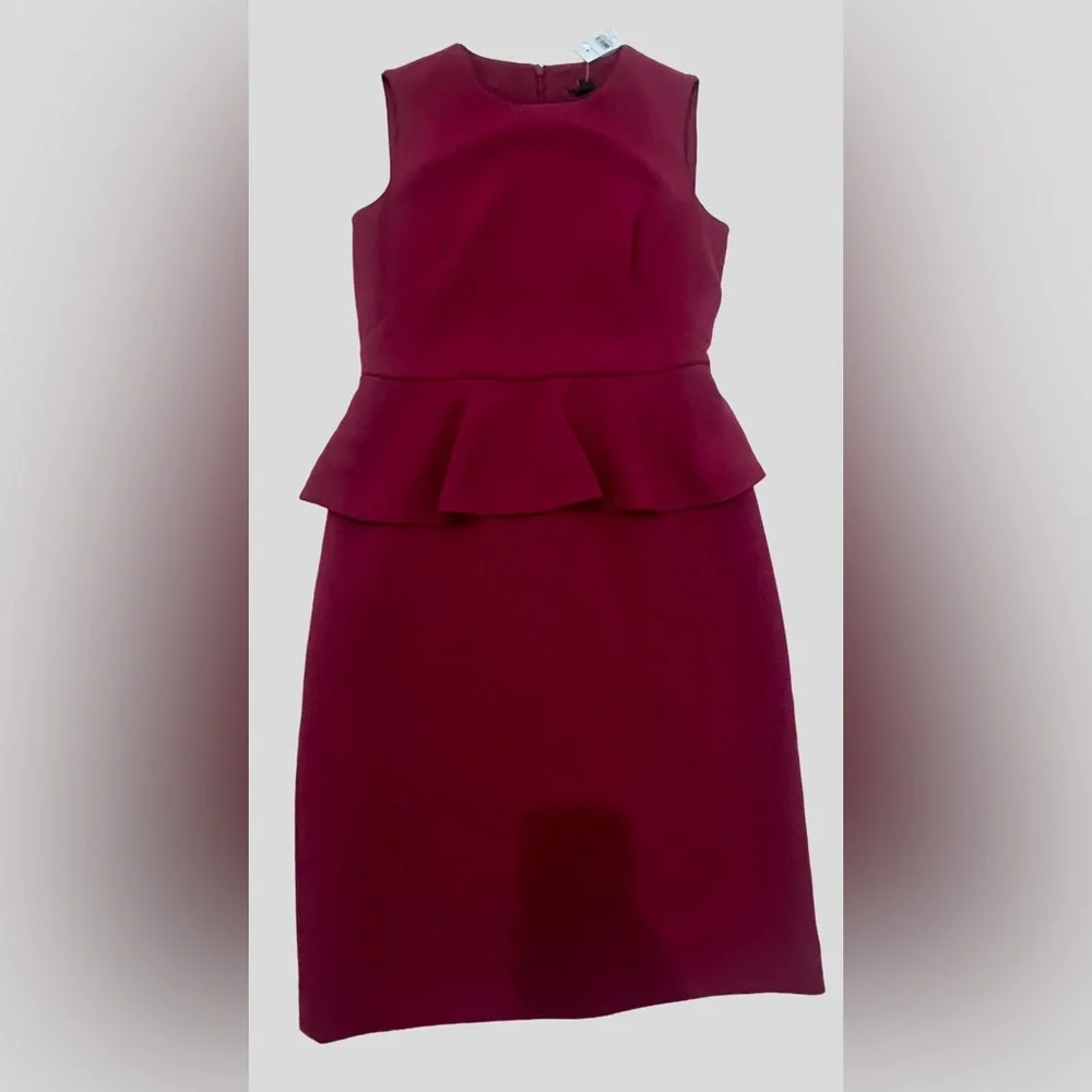 NWT Ann Taylor Doubleweave Peplum Wine Plum Sheath Dress 0 Petite - Picture 5 of 13